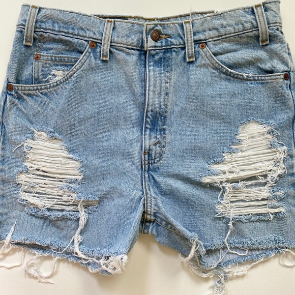 Vintage Levi’s 505 Orange Tab High Rise Denim Jean Shorts - Picture 1 of 5